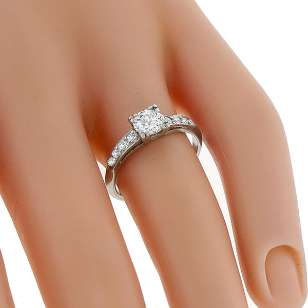 Antique 1920s  0.50ct Old Mine Cut Diamond Platinum Engagement Ring