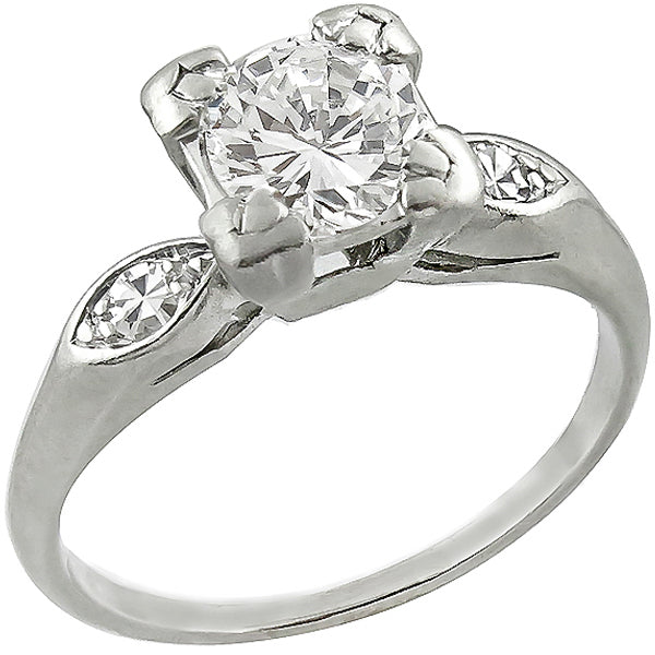 Antique 1920s 0.70ct Round Brilliant Diamond Platinum Engagement Ring