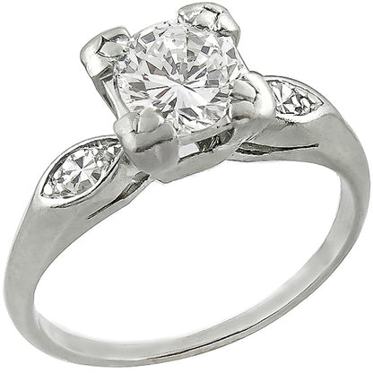 Antique 1920s 0.70ct Round Brilliant Diamond Platinum Engagement Ring