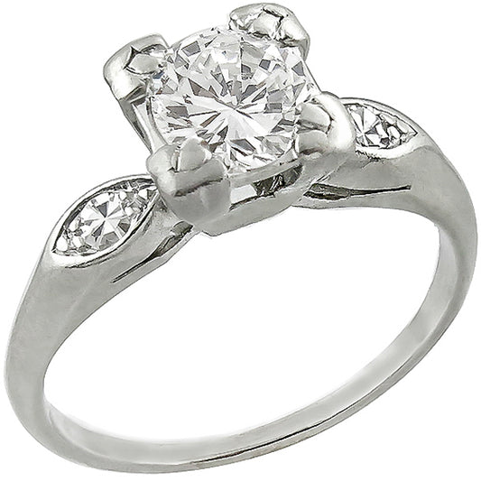 Antique 1920s 0.70ct Round Brilliant Diamond Platinum Engagement Ring