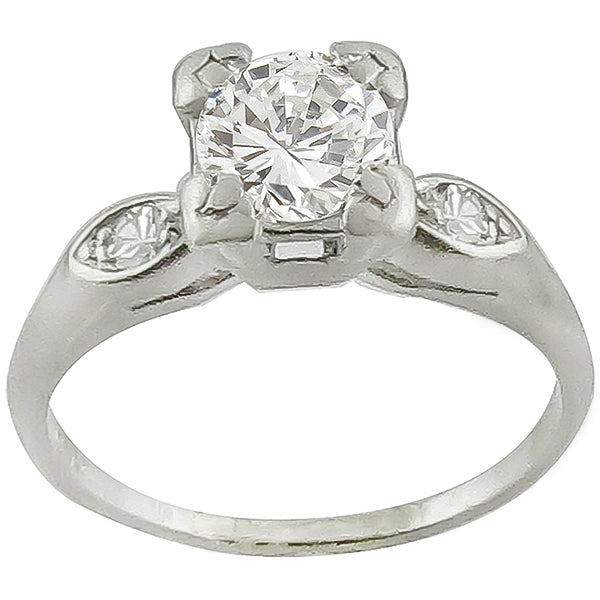 Antique 1920s 0.70ct Round Brilliant Diamond Platinum Engagement Ring