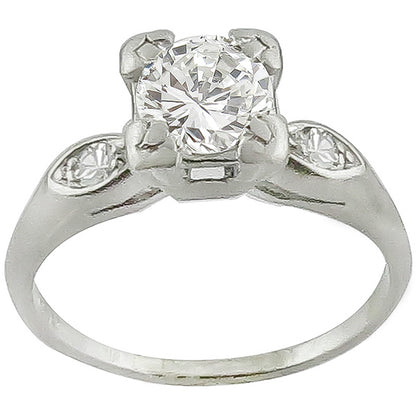 Antique 1920s 0.70ct Round Brilliant Diamond Platinum Engagement Ring
