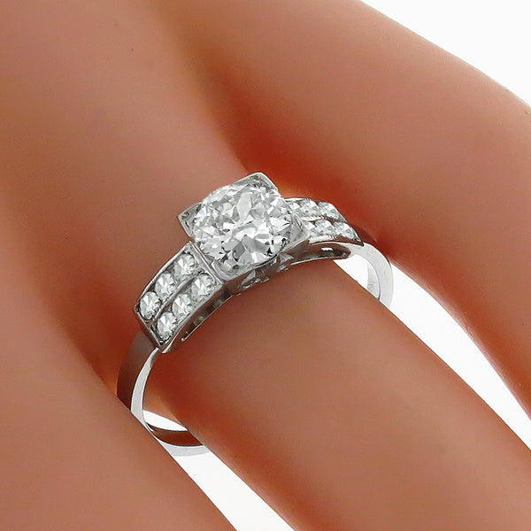 Antique 1920s 0.75ct Old Mine Cut Diamond Platinum Engagement Ring