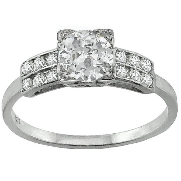 Antique 1920s 0.75ct Old Mine Cut Diamond Platinum Engagement Ring