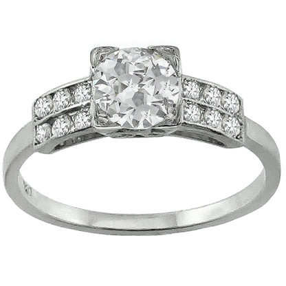 Antique 1920s 0.75ct Old Mine Cut Diamond Platinum Engagement Ring