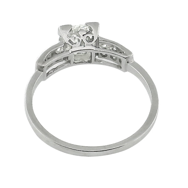 Antique 1920s 0.75ct Old Mine Cut Diamond Platinum Engagement Ring