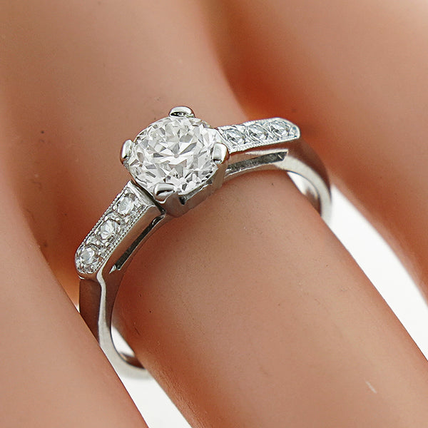 Antique 1920s 0.80ct Old Mine Brilliant Diamond Platinum Engagement Ring