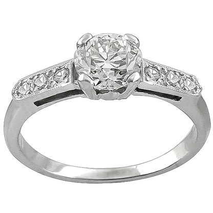 Antique 1920s 0.80ct Old Mine Brilliant Diamond Platinum Engagement Ring