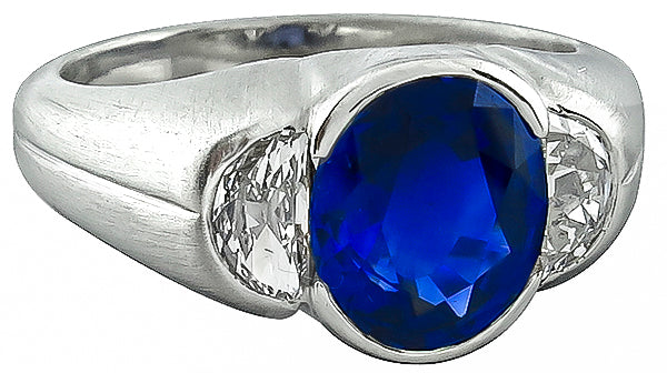 Antique 2.60ct Sapphire Diamond Platinum Ring