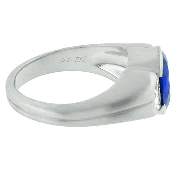 Antique 2.60ct Sapphire Diamond Platinum Ring