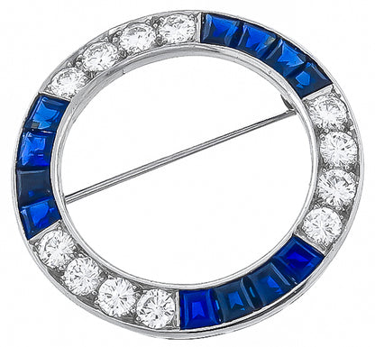 Antique 3.00ct Sapphire 2.50ct Diamond Pin