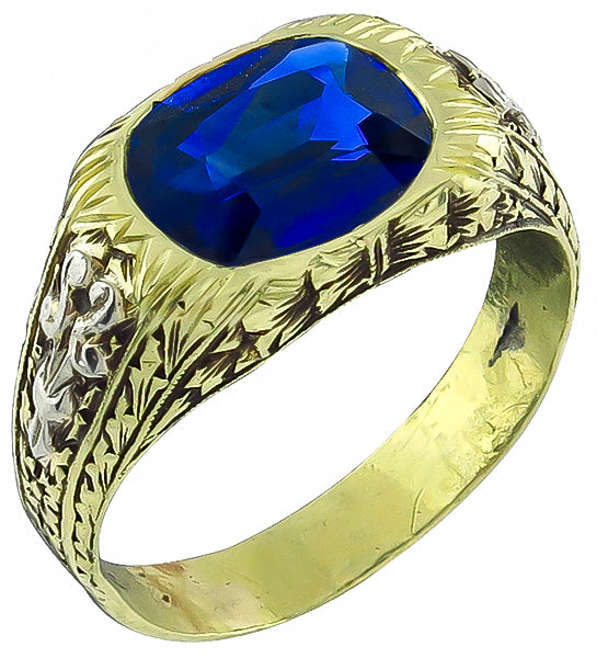 Antique 3.48ct Sapphire Ring