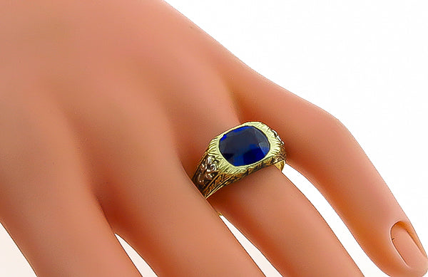 Antique 3.48ct Sapphire Ring