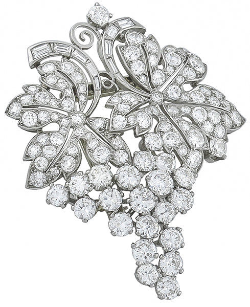 Antique 3.50ct Diamond Platinum Floral Pin
