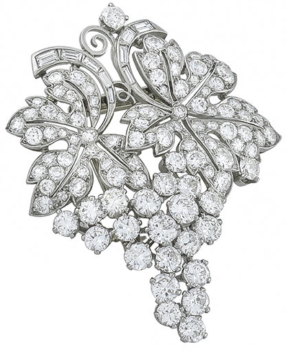 Antique 3.50ct Diamond Platinum Floral Pin