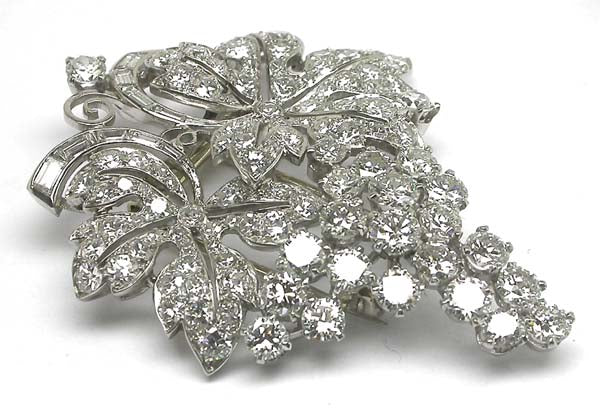 Antique 3.50ct Diamond Platinum Floral Pin