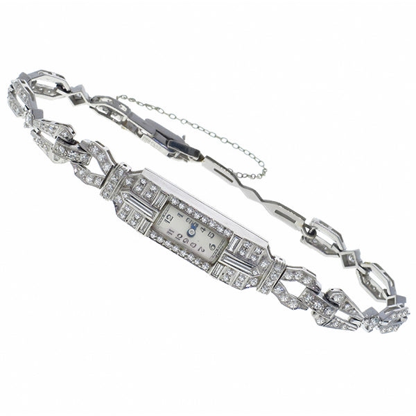 Antique 3.50ct Round Diamond Platinum Watch