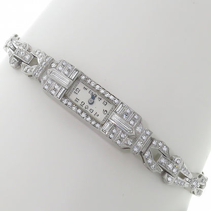 Antique 3.50ct Round Diamond Platinum Watch