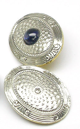 Antique Cabochon Sapphire Platinum & 14k Yellow Gold Cufflinks