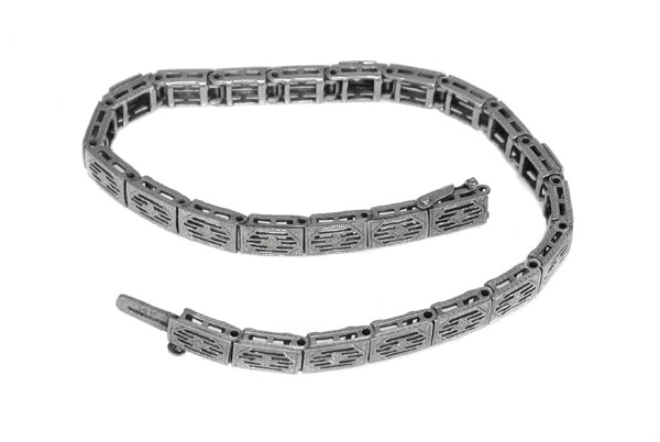 Antique Diamond Sapphire Filigree Gold Bracelet