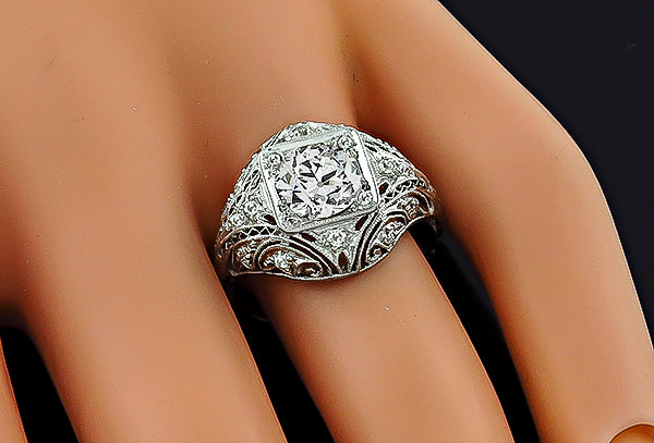 Antique EGL 1.22ct Diamond Engagement Ring