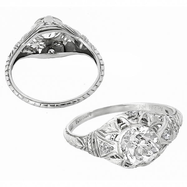 Antique EGL Certified 1.13ct Diamond Engagement Ring