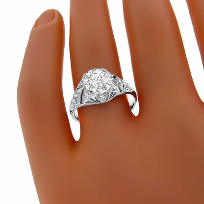 Antique EGL Certified 1.29ct Diamond Engagement Ring