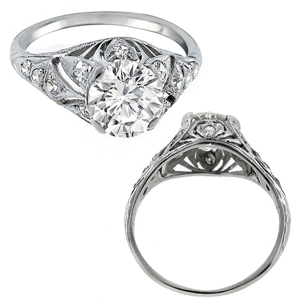 Antique EGL Certified 1.29ct Diamond Engagement Ring