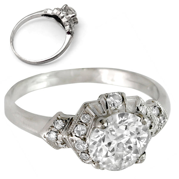 Antique EGL Certified 1.46ct Diamond Engagement Ring