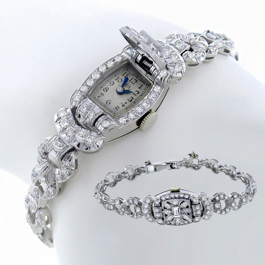 Antique Eberhard 3.30ct  Diamond Platinum Cover Watch