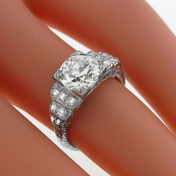 Antique Estate EGL Certified 1.54ct  Diamond Platinum  Engagement Ring