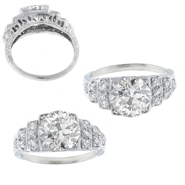 Antique Estate EGL Certified 1.54ct  Diamond Platinum  Engagement Ring