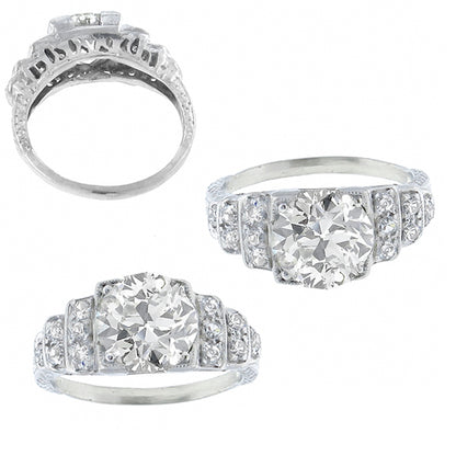 Antique Estate EGL Certified 1.54ct  Diamond Platinum  Engagement Ring