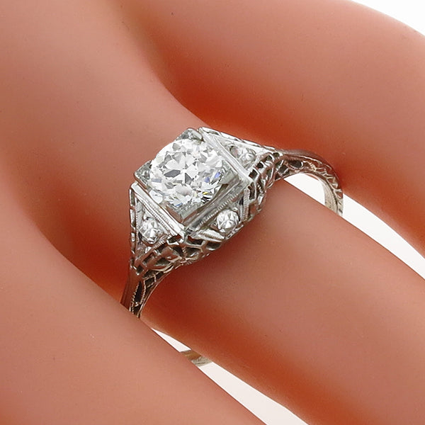 Antique GIA 0.83ct Diamond Engagement Ring