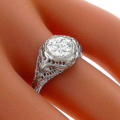 Antique GIA 1.04ct Diamond Engagement Ring