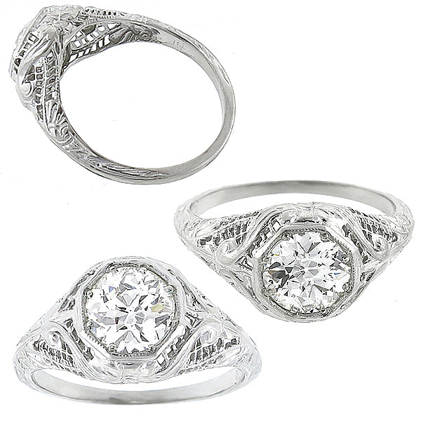 Antique GIA 1.04ct Diamond Engagement Ring