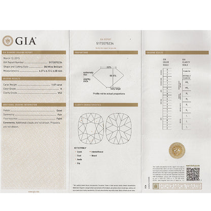 Antique GIA 1.07ct Diamond Engagement Ring