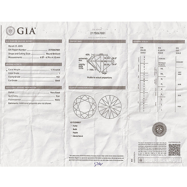 Antique GIA 1.14ct Diamond Engagement Ring