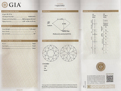 Antique GIA 1.15ct Diamond Engagement Ring