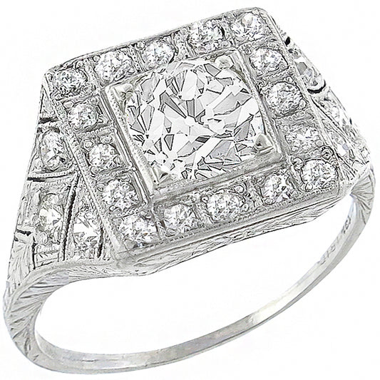 Antique GIA 1.24ct Diamond Engagement Ring