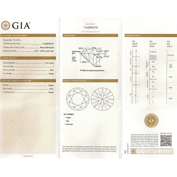 Antique GIA 1.47ct Diamond  Gold Ring