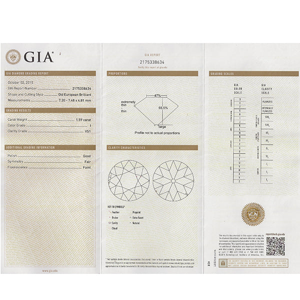 Antique GIA 1.59ct Diamond Sapphire Engagement Ring