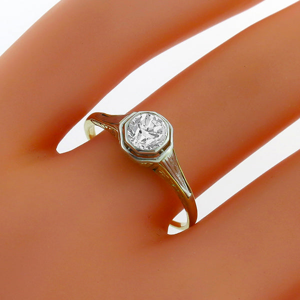 Antique GIA Certified 0.57ct Diamond Engagement Ring