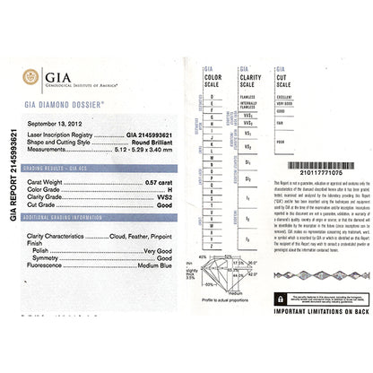 Antique GIA Certified 0.57ct Diamond Engagement Ring