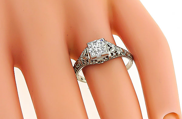 Antique GIA Certified 0.72ct Diamond Engagement Ring