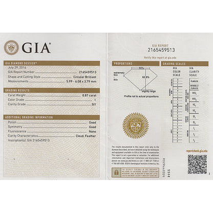 Antique GIA Certified 0.87ct Diamond Engagement Ring