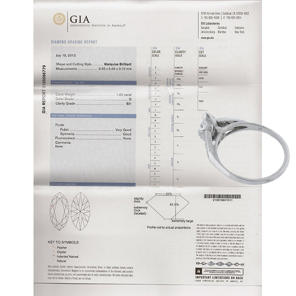 Antique GIA Certified 1.03ct Diamond Engagement Ring