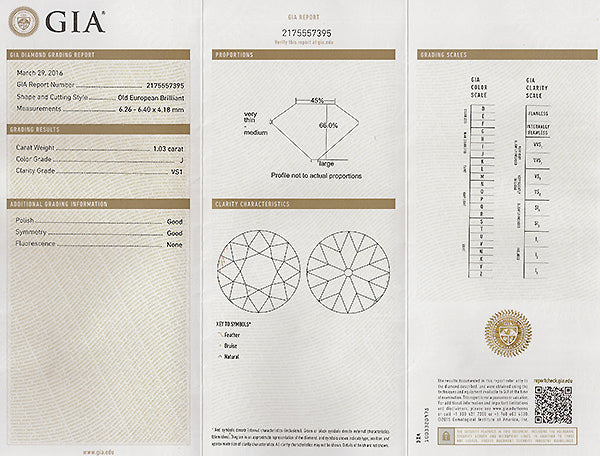 Antique GIA Certified 1.03ct Diamond Engagement Ring