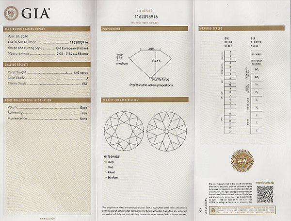 Antique GIA Certified 1.43ct Diamond Engagement Ring