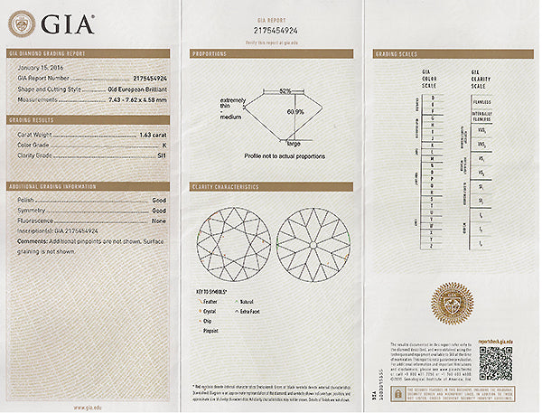 Antique GIA Certified 1.63ct Diamond Engagement Ring